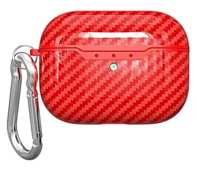 Beline Carbon Cover czerwony / Etui na słuchawki / Apple AirPods 3 / TPU / Z karabińczykiem