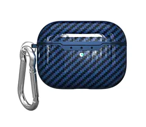 Beline Carbon niebieski / Etui na słuchawki / AirPods Pro 2 / TPU / karabińczyk