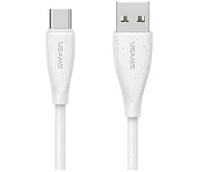 USAMS Green Series SJ714 biały / kabel do ładowania i transmisji danych USB-A/USB-C / 1 m / 18 W / 3 A / 480 Mb/s