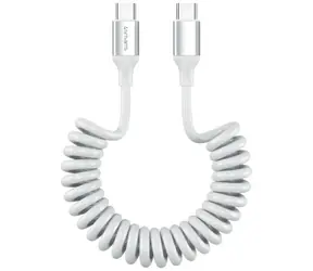 4smarts USB-C do USB-C biały / Kabel spiralny / Zasilanie 100 W / 1,5 m
