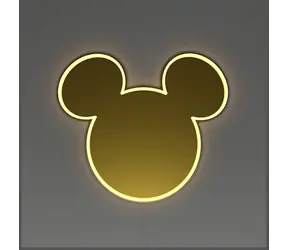 Lustro Yellowpop Disney Mickey złote / Neonowe / Lustro LED / 50x44 cm