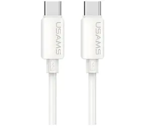USAMS U98 biały / Kabel do ładowania i transmisji danych USB-C - USB-C / 60 W / 3 A / 1 m