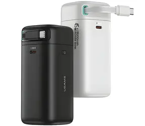 Powerbank USAMS XMF Series zwijany kabel USB-C czarny / Power Bank / 18000 mAh / PD 45 W / 2x USB-C