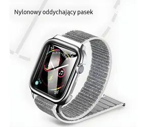 Pasek nylonowy USAMS Apple Watch 44/45 mm srebrny / Pasek / Nylon / Apple Watch 4/5/6/7/SE
