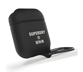Etui SuperDry AirPods czarne / Etui na słuchawki / Wodoodporne / Apple AirPods 1, 2