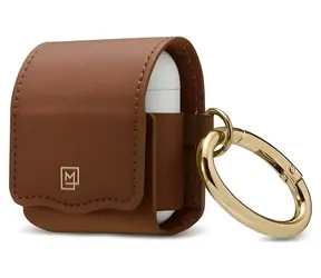 Spigen La Manon AirPods 1/2 brązowe / Etui / Skóra PU / Karabinek
