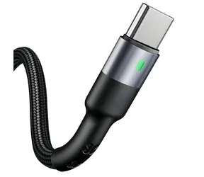 USAMS SJ313 U26 czarny / Kabel do ładowania i transmisji danych / USB-C / Pleciony / 3A / 1 m