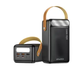 Awei PA-82 czarny / Power bank / 60 000 mAh / PD 65 W / 2x USB-A / USB-C