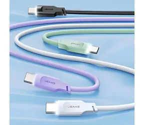 USAMS SJ568 Lithe zielony / kabel do transmisji danych USB-C / 66 W / 6 A / 1,2 m / wskaźnik LED