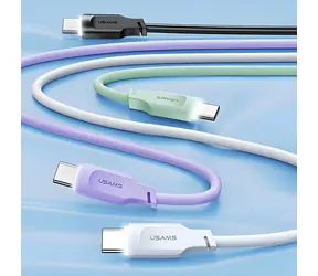 USAMS SJ567 Lithe Series fioletowy / Kabel do szybkiego ładowania i transmisji danych / USB-C - USB-C / 100 W / 1,2 m