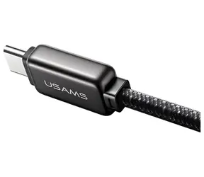 USAMS SJ744 Meteor Series czarny / Kabel do transmisji danych / USB-C - USB-C / 1,2 m / 100 W / Stop cynku