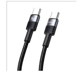 USAMS SJ724 czarny / Kabel do transmisji danych / USB-C - USB-C / 60 W / 1,2 m / Stop aluminium