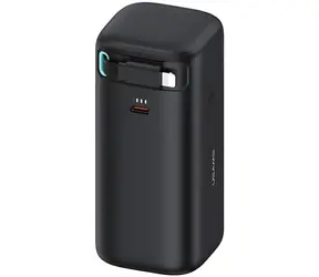 Power bank USAMS XMF Series z chowanym kablem Lightning, czarny / Power Bank / 18000 mAh / PD 45 W / USB-C + Lightning