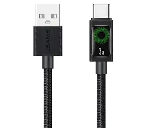 USAMS U92 czarny / Kabel do ładowania i transmisji danych / USB-C - USB-A / 18 W / 1,2 m