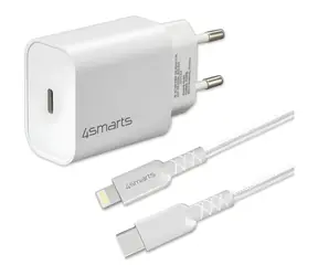 4smarts VoltPlug 20W PD USB-C biały / Ładowarka ścienna / PD 20W / USB-C - kabel Lightning 1m