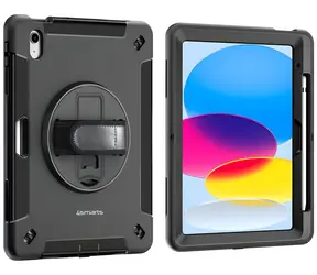 4smarts Rugged Case Grip do Apple iPad 11" w kolorze czarnym / Wytrzymałe etui z uchwytem / Stojak 360°, MIL-STD-810H