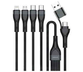 Kabel ładujący 4smarts 4w1 czarny / Kabel USB / USB-A + USB-C - Lightning + microUSB + USB-C / 1,2 m