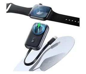 USAMS CD245 tytan / Ładowarka bezprzewodowa do Apple Watch / Powerbank 1200 mAh / Kabel USB-C