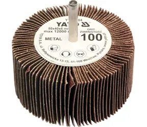Tarcza listkowa YATO 80x40 P-40 z trzpieniem 6 mm / Tarcza listkowa radialna / Ziarnistość P40 / Średnica trzpienia 6 mm