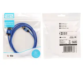 Kabel USB - USB-C 1,5 m niebieski pleciony / Kabel danych