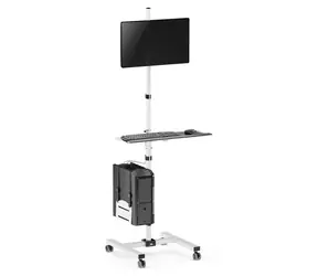 Maclean MC-793 biały / Wózek podłogowy do monitora i komputera / na kółkach