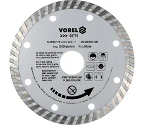 Tarcza diamentowa Vorel turbo 115x22,2x2,0 mm / Tarcza diamentowa