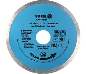 Tarcza diamentowa Vorel, pełny obwód 115 x 22,2 x 1,6 mm / Tarcza / Cięcie na mokro