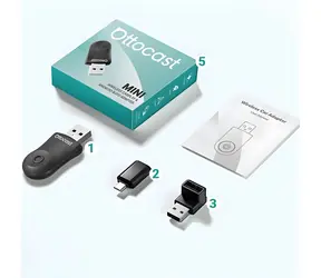 Ottocast CA505-T Mini czarny / Adapter bezprzewodowy 2w1 / CarPlay i Android / Wi-Fi 5GHz