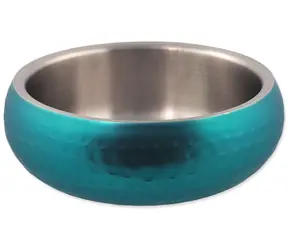 Miska dwuścienna Dog Fantasy turkusowa / Stal nierdzewna / 16 cm / 800 ml