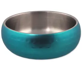 Miska Dog Fantasy z podwójnymi ściankami, turkusowa, 12 cm / Miska / Stal nierdzewna / 376 ml