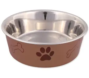 TRIXIE Miska ze stali nierdzewnej z plastikową powierzchnią / Miska dla psa / Stal nierdzewna, plastik / 0,4 l /  14 cm