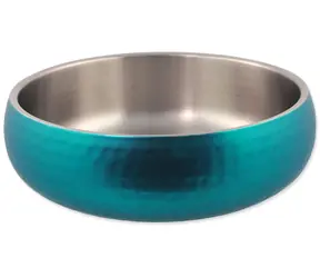 Miska ze stali nierdzewnej Dog Fantasy z podwójnymi ściankami, turkusowa, 22 cm / Dla psów / Podwójne ścianki / 2100 ml