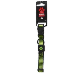 Obroża ACTIVE DOG Strong M limonkowa / Dla psów / Nylon / 2x34-49 cm