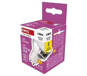 Emos Classic MR16 / żarówka LED / GU10 / 4,2 W (zastępuje 35 W) / 333 lm / 4000 K neutralna biel