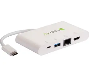 Techly IADAP USB31-DOCK1 biały / Stacja dokująca / USB-C / HDMI 4K / RJ45 / PD 60W