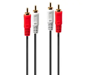 Kabel Lindy Audio 2x RCA (M) - 2x RCA (M) 1 m czarny / Kabel audio / Stereo / Złącza pozłacane
