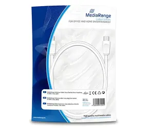 MediaRange biały / Kabel antenowy / Wtyczka koncentryczna - Gniazdo koncentryczne / 75 Ohm / 1,5 m