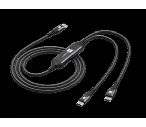 Rozdzielacz ładowania USB-C ER POWER czarny / Kabel / 1x USB-C / 2x USB-C / PD 100W / oplot nylonowy