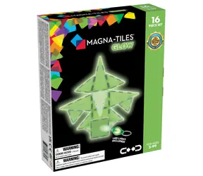 Magnetyczny zestaw do budowania MAGNA-TILES® Glow / 16 elementów / Świeci w ciemności / Kompatybilny z innymi zestawami MAGNA-TILES