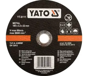 Tarcza tnąca do metalu YATO 115 mm / Tarcza tnąca / Średnica 115 x 22 mm / Grubość 1,2 mm