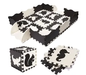 Puzzle piankowe KIK kontrastowe czarno-kremowe / 30 x 30 cm / 25 elementów / pianka EVA