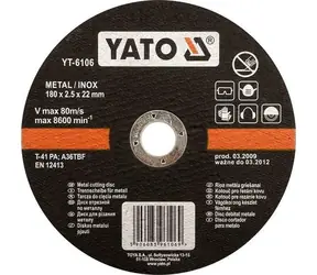 Tarcza tnąca YATO do metalu Inox 125x22x2,5 mm / Tarcza tnąca / Stal nierdzewna /  125 mm
