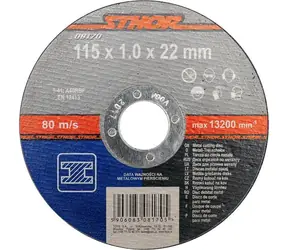 Tarcza tnąca STHOR do metalu 115x1,0x22 mm / Tarcza tnąca / Średnica 115 mm / Grubość 1 mm