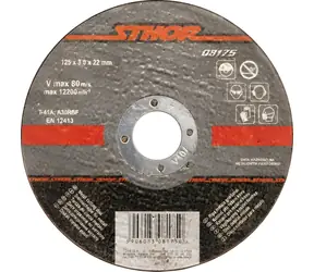 Tarcza tnąca STHOR do metalu 125x1,0x22 mm / Tarcza tnąca / Średnica 125 mm / Grubość 1 mm