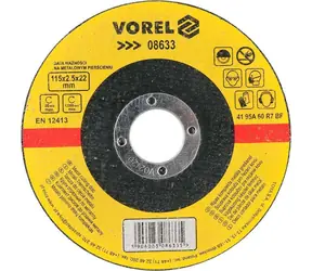 Tarcza tnąca Vorel Metal 115 mm / Tarcza tnąca / Średnica 115 x 22 mm / Grubość 2,5 mm
