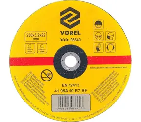Tarcza tnąca Vorel Metal 230 mm / Tarcza tnąca / Korund / Średnica 230 x 22 mm / Grubość 3,2 mm