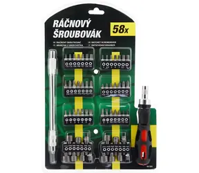 Zestaw zielonych śrubokrętów z grzechotką, 58 elementów / Wkrętak / Grzechotka / Bity / Elastyczna przedłużka