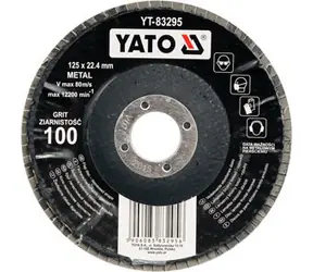 YATO Tarcza ścierna korundowa listkowa wypukła / Tarcza szlifierska / P100 / 125 x 22,2 mm
