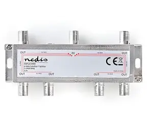 Rozdzielacz satelitarny Nedis 1/6 srebrny / Rozdzielacz / 6 wyjść / 17 dB / 5-2400 MHz / 75 omów