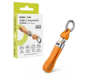 Mobile Origin CB17 pomarańczowy / Kabel do breloka / USB-C - USB-C / 40 Gb/s / 240 W PD 3.1 / 8K 60Hz / 13 cm